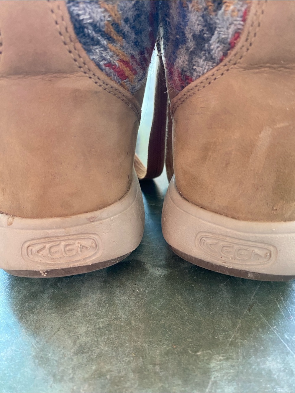 Keen Women's Tan Nubuck Leather Lace-Up High Top Boots with Patterned Cuff - Picture 10 of 12